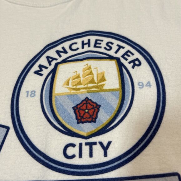 Manchester City FB Shirt Adult Medium White Short Sleeve Soccer Club Logo Tee - Picture 5 of 12